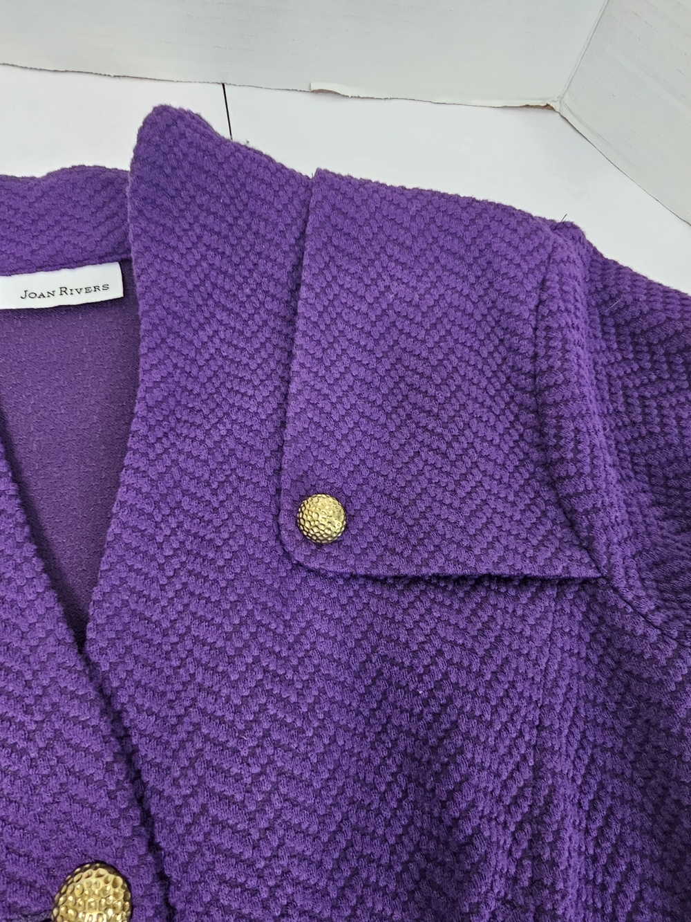 JOAN RIVERS Purple Textured Button-Front Jacket - Picture 6 of 14
